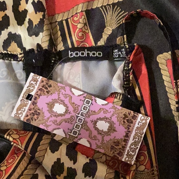 Boohoo Dress Size 0 Petite Satin Leopard Scarf Print Cami Mini - Picture 4 of 5